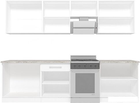 Готовая кухня Кастанье Марта 2.8 (ваниль/трюфель коричневый)