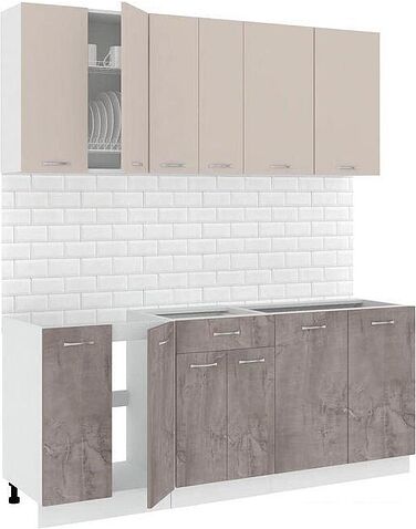 Готовая кухня Кортекс-мебель Корнелия Лира-лайт 1.9м без столешницы (капучино/оникс)