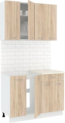 Готовая кухня Кортекс-мебель Корнелия Лира-лайт км.02458 1.1 м (дуб сонома/королевский опал)