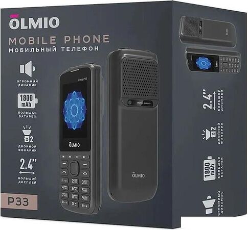 Кнопочный телефон Olmio P33 (черный)