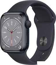 Умные часы Apple Watch Series 8 41 мм (алюминиевый корпус, полуночный/полуночный, спортивный силиконовый ремешок M/L) Умные часы Apple Watch Series 8 41 мм (алюминиевый корпус, полуночный/полуночный, спортивный силиконовый ремешок M/L)