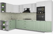 Готовая кухня Интерлиния Мила Деко 1.68x3.4 левая (белый-мята-опал светлый) Готовая кухня Интерлиния Мила Деко 1.68x3.4 левая (белый-мята-опал светлый)