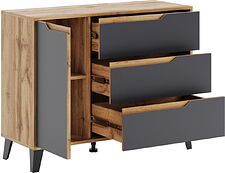 Тумба ЭлиГард Eyva 1D3S (дуб вотан/графит)