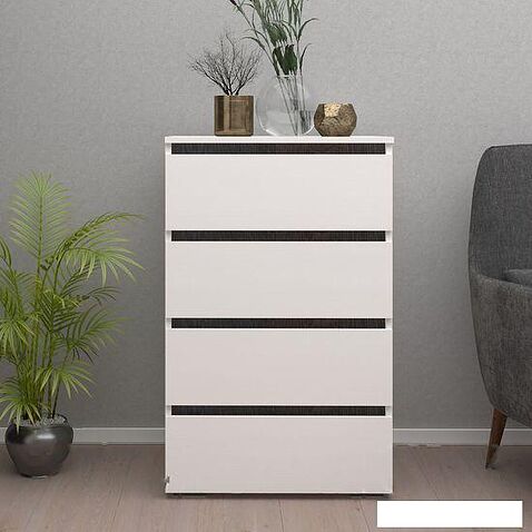 Комод Кортекс-мебель Бари 60 4ш (белый/белый/береза)