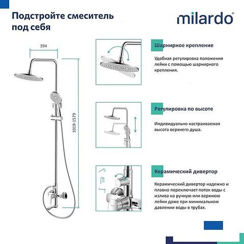 Душевая система  Milardo Rora RORSB4FM06
