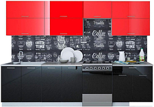 Готовая кухня Интерлиния Мила Gloss 60-30 (красный/черный)