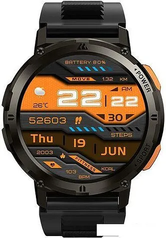 Умные часы Kospet Tank T2 (черный, с силиконовым ремешком)