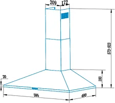 Кухонная вытяжка CATA V3-T600 X 02061399