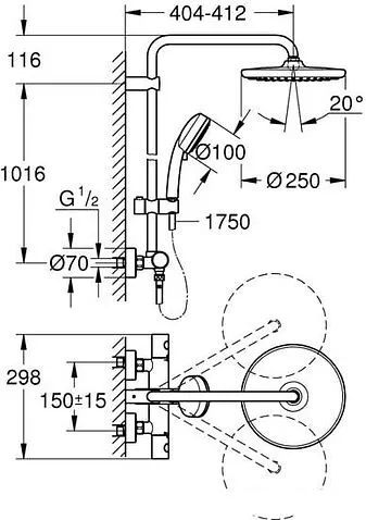 Душевая система Grohe Tempesta Cosmopolitan System 250 26670000