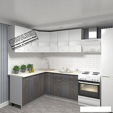 Угловая кухня Кортекс-мебель Корнелия Экстра 1.5x1.7м (белый/береза/королевский опал) Угловая кухня Кортекс-мебель Корнелия Экстра 1.5x1.7м (белый/береза/королевский опал)