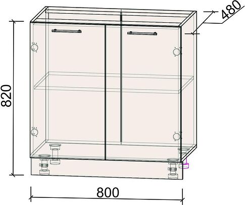 Шкаф напольный Интерлиния Компо НШ80р-2дв (дуб венге)