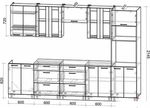 Готовая кухня Интерлиния Мила 3.0 ВТ (белый платинум/белый платинум/дуб бунратти)