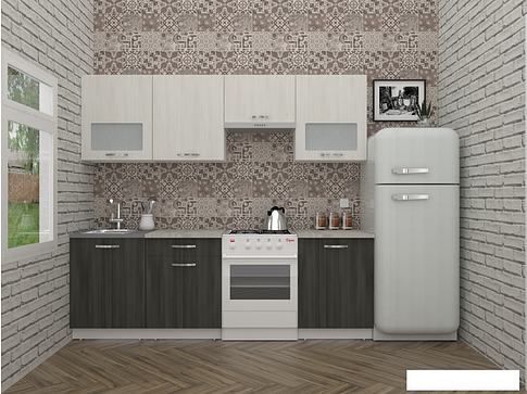 Готовая кухня ВерсоМебель Эко-6 2.4 (северное дерево светлое/северное дерево темное)