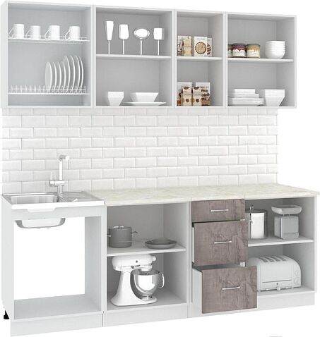 Кухня Кортекс-мебель Корнелия Лира 2.2м (капучино/оникс/мадрид)