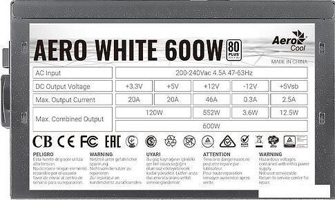 Блок питания AeroCool Aero White 600W