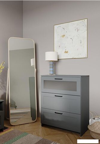 Комод Mio Tesoro Нави 3 ящика 2.15.02.020.4 (серый, со стеклом)