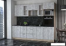 Готовая кухня Интерлиния Мила 2.6 ВТ (бетон/бетон/кастилло темный) Готовая кухня Интерлиния Мила 2.6 ВТ (бетон/бетон/кастилло темный)