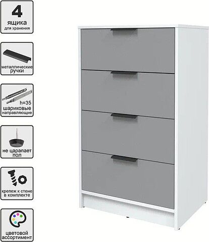 Комод Интерлиния Концепт КТ-К60 (серебро/белый платинум)