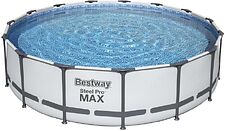 Каркасный бассейн Bestway Steel Pro Max (457x107, с фильтр-насосом, чехлом, диспенсером и лестницей) Каркасный бассейн Bestway Steel Pro Max (457x107, с фильтр-насосом, чехлом, диспенсером и лестницей)