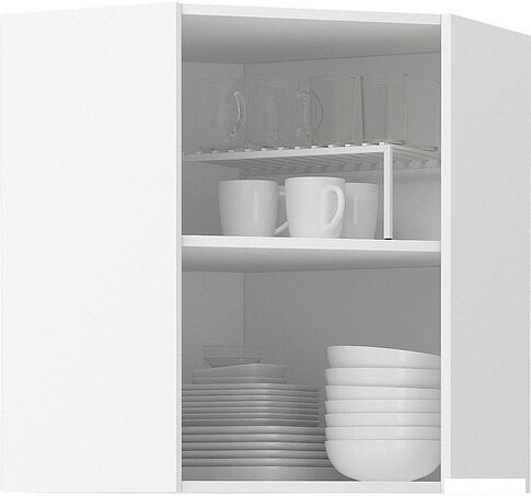 Шкаф навесной Mio Tesoro Модена ШВУ 600 угловой (белый/дуб бирюзовый)