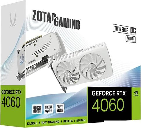Видеокарта ZOTAC GeForce RTX 4060 8GB Twin Edge OC White Edition ZT-D40600Q-10M