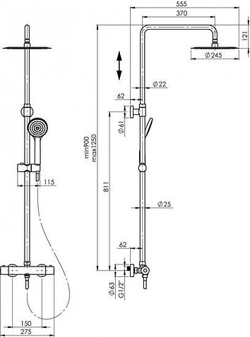 Душевая система  Rubineta Olo+Thermo-15 625047