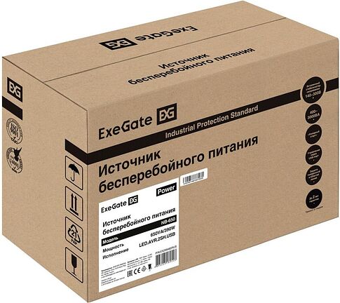 Источник бесперебойного питания ExeGate Power NB-650.LED.AVR.2SH.USB