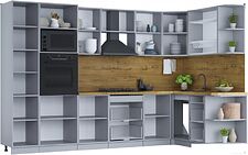 Готовая кухня Интерлиния Мила Шато 1.68x3.2 ВТ правая (мята/мята/дуб бунратти)