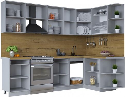 Готовая кухня Интерлиния Тренд 1.5x2.6 правая (мята/мята/дуб бунратти)