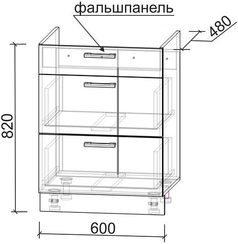 Шкаф напольный Интерлиния Компо НШ60ВП (бетон портленд)