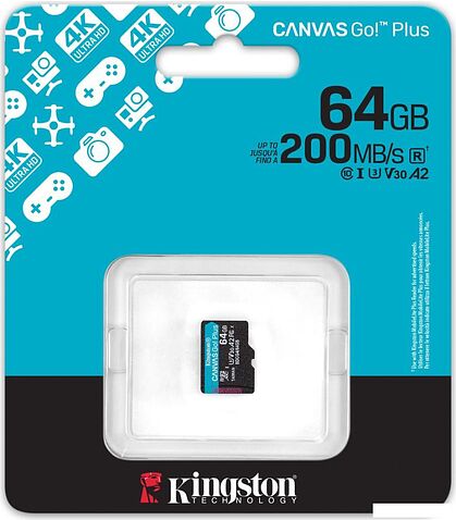 Карта памяти Kingston Canvas Go! microSDXC 64GB SDCG4/64GB