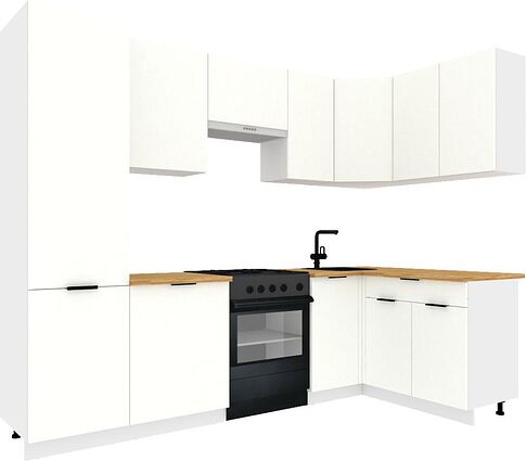 Готовая кухня ВерсоМебель Эко-2 1.4x2.7 правая (белый фасадный/ст.золотистый дуб)