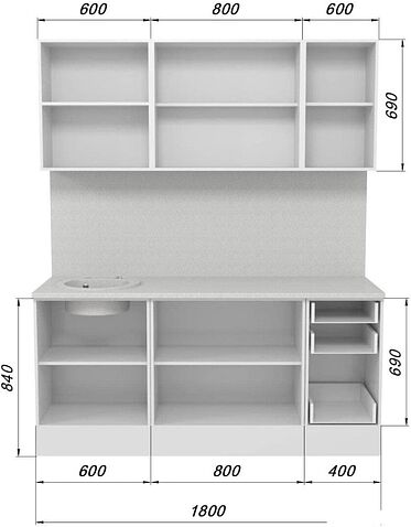 Шкаф навесной Горизонт Принцесса 80 с витриной (арктик)