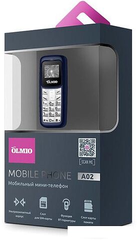 Мобильный телефон Olmio A02 (белый/синий)