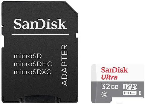 Карта памяти SanDisk Ultra microSDHC SDSQUNR-032G-GN3MA 32GB (с адаптером)