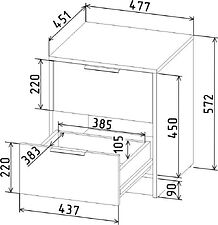 Комоды, тумбы Интерлиния Концепт КТ-ТК1-57 (бетон/антрацит)