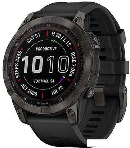 Умные часы Garmin Fenix 7 Sapphire Solar 47 мм (серый карбон/черный)