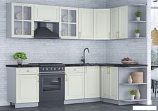 Готовая кухня Интерлиния Мила Шато 1.5x2.6 правая (белый/белый/кастилло темный)