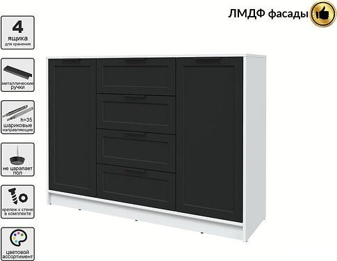 Тумба Интерлиния Концепт Тренд КТ-Т140 (белый платинум/черный)