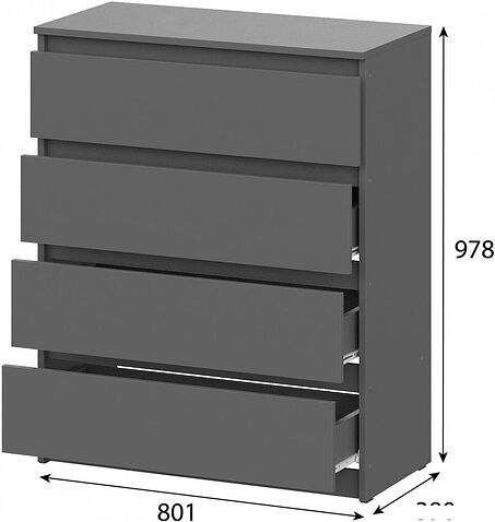 Комод Mio Tesoro Денвер 4 ящика (графит серый)