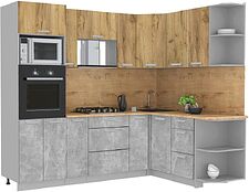 Готовая кухня Интерлиния Мила Лайт 1.68x2.4 правая (дуб золотой/бетон/дуб бунратти)