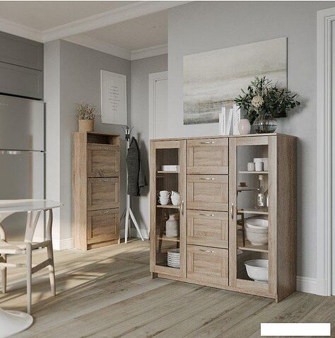 Тумба Mio Tesoro Сириус 2 двери со стеклом и 4 ящика 117x123 2.02.03.400.3 (дуб сонома)