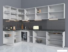 Угловая кухня Интерлиния Мила Матте 1.5x3.0 А левая (белый/луна/опал светлый)