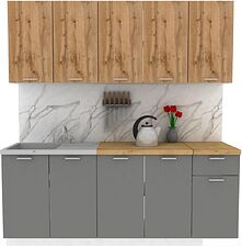 Готовая кухня ЭлиГард Lion 2.0 (дуб натуральный/дымчатый алмаз/дуб бунратти)