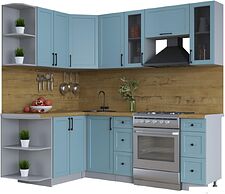 Готовая кухня Интерлиния Тренд 1.5x2.2 левая (океан/океан/дуб бунратти) Готовая кухня Интерлиния Тренд 1.5x2.2 левая (океан/океан/дуб бунратти)