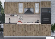 Готовая кухня Интерлиния Мила 2.8 ВТ (дуб веллингтон/дуб веллингтон/травертин серый)