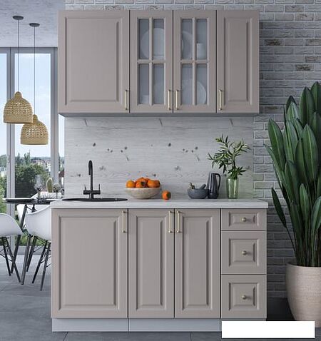 Готовая кухня Интерлиния Мила Шато 1.4А (луна/луна/бискайская сосна)