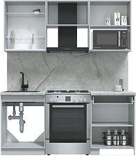 Готовая кухня Интерлиния Берес 1.8В (дуб серый/опал светлый)