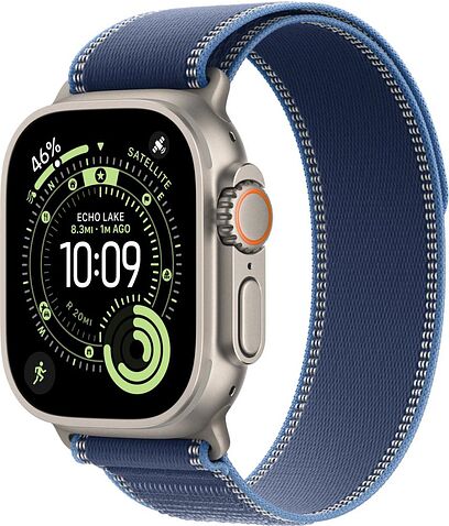 Умные часы Apple Watch Ultra 3 LTE 49 мм (титановый корпус, природный/синий, нейлоновый ремешок размера M/L)