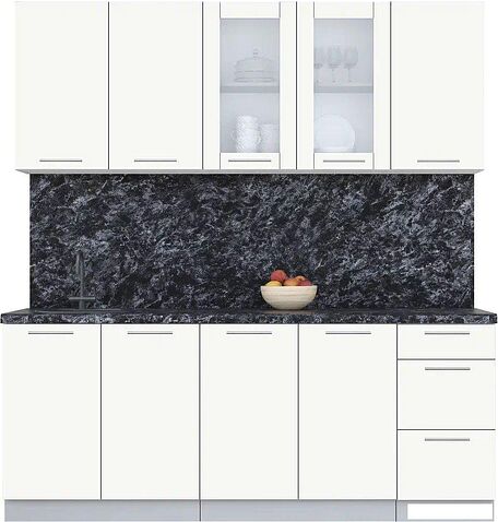 Кухонный модуль Интерлиния Мила Пластик 2.0 Б (зефирный/зефирный/кастилло темный)